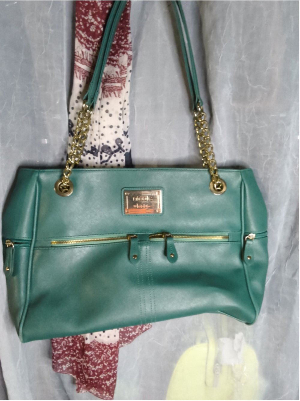 Nicole Miller teal-colored tote bag